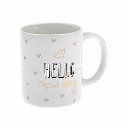 Porcelánový hrnek Hello se srdíčky 320 ml, zlatá 
