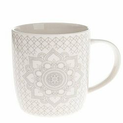 Porcelánový hrnek Mandala 360 ml, šedá, 