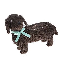 Proutěný květináč s PVC Jezevčík, 35 x 25 x 13 cm