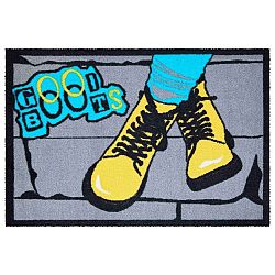 Rohožka Boots šedá-modrá-žlutá, 40 x 60 cm