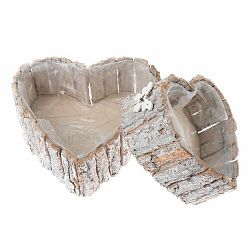 Sada obalů na květináče Rattan hearts, 2 ks