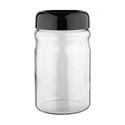Skleněná dóza s plastovým víkem, 1,4 l, černá