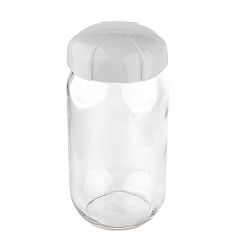 Skleněná dóza s plastovým víkem, 1 l, šedá