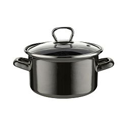 Smaltovaný hrnec s poklicí 1,9 l, černá
