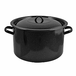 Smaltovaný hrnec s poklicí 32 cm, černá