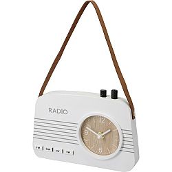Stolni hodiny Old radio bílá, 21,5 x 3,5 x 15,5 cm 