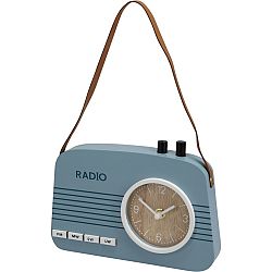 Stolni hodiny Old radio modrá, 21,5 x 3,5 x 15,5 cm 
