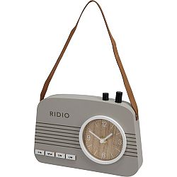 Stolni hodiny Old radio šedá, 21,5 x 3,5 x 15,5 cm 