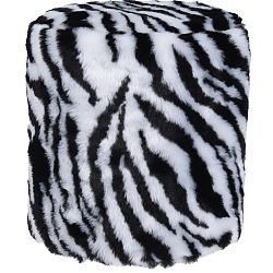 Taburet z umělé kožešiny Zebra, 31 x 34 cm