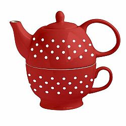 Toro Porcelánová konvice na čaj se šálkem, červená