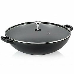 Wok s poklicí litinový CALIDO 36 cm černá