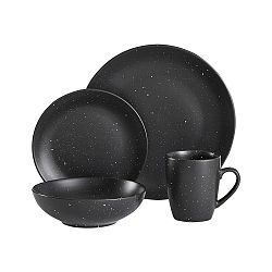 16dílný černý kameninový jídelní servis Ladelle Speckle