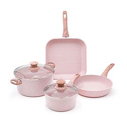 4dílný set nádobí s poklicemi Bisetti Stonerose Rose Alberto