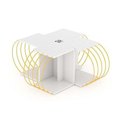 4dílný variabilní konferenční stolek se žlutými detaily George