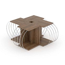 4dílný variabilní konferenční stolek v dekoru ořechového dřeva Rachel