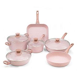 6dílný set nádobí s poklicemi Bisetti Stonerose Rose Giulio