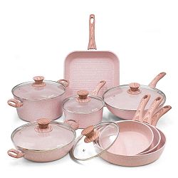 8dílný set nádobí s poklicemi Bisetti Stonerose Rose Gianluca