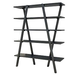 Antracitová knihovna z borovicového dřeva Perla Anthracite, 148 x 120 cm