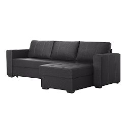 Antracitová rohová rozkládací pohovka s úložným prostorem Interieur De Famille Paris Succès, pravý roh