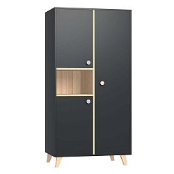 Antracitově šedá dětská šatní skříň FAKTUM Colette Antracit