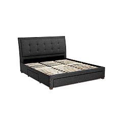 Antracitově šedá dvoulůžková postel Chez Ro Andover, 160 x 200 cm