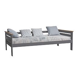 Antracitově šedá jednolůžková postel z masivního borovicového dřeva Marckeric Alba, 90 x 190 cm