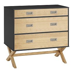 Antracitově šedá komoda se 3 šuplíky Marckeric Leidi, 100 x 86 cm