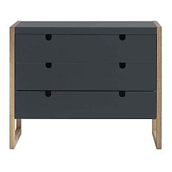 Antracitově šedá komoda se 3 šuplíky Marckeric Square, 90 x 75 cm