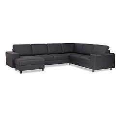 Antracitově šedá rohová pohovka Softnord s lenoškou na levé straně Doris Salsa