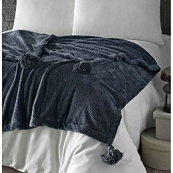 Antracitový přehoz z mikroplyše na jednolůžko 160x200 cm Puffy – Mijolnir