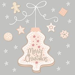 Balení 10 papírových ubrousků s vánočním motivem PPD Cookies Tree Grey