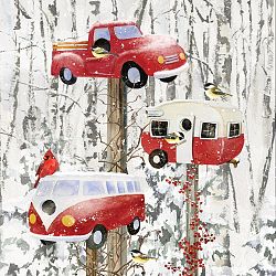 Balení 10 papírových ubrousků s vánočním motivem PPD Retro Birdhouse