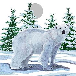 Balení 10 papírových ubrousků s vánočním motivem PPD Snow Bear