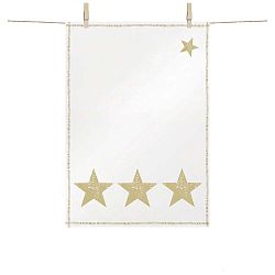 Bavlněná kuchyňská utěrka s vánočními motivy ve zlaté barvě PPD Star Fashion Gold, 48 x 68 cm