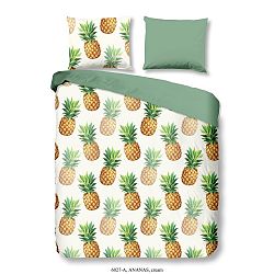 Bavlněné povlečení s potiskem Good Morning Ananas, 140 x 200 cm