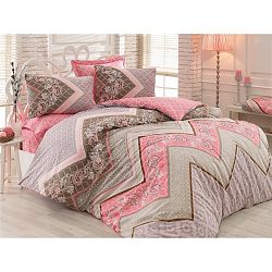 Bavlněné povlečení s prostěradlem na dvoulůžko Melis, 200 x 220 cm