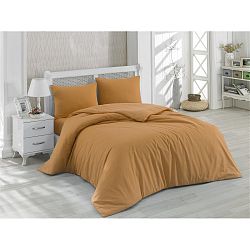 Bavlněné povlečení s prostěradlem na dvoulůžko Mustard, 200 x 220 cm