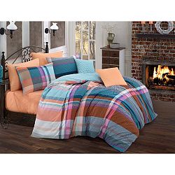 Bavlněné povlečení s prostěradlem na dvoulůžko Nicol, 200 x 220 cm