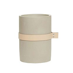 Betonová váza s koženým řemínkem Hübsch Sigurd, výška 20 cm