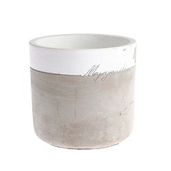 Betonový květináč s bílým detailem Dakls My Garden, výška 11,5 cm