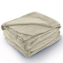 Béžová deka z mikrovlákna AmeliaHome Tyler, 170 x 200 cm