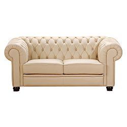 Béžová koženková dvoumístná pohovka Max Winzer Chandler