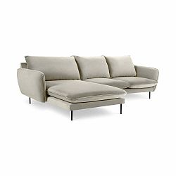 Béžová sametová rohová pohovka Cosmopolitan Design Vienna, levý roh