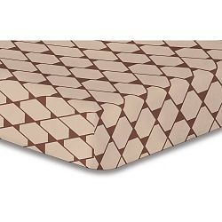 Béžové elastické prostěradlo se vzorem DecoKing Rhombuses, 100 x 200 cm