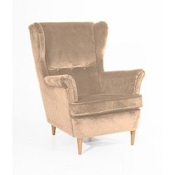 Béžové křeslo se světle hnědými nohami Max Winzer Clint Suede
