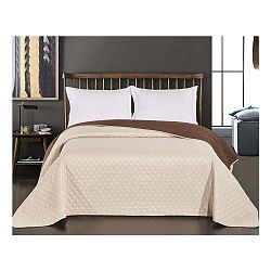 Béžovo-hnědý oboustranný přehoz z mikrovlákna DecoKing Axel, 200 x 220 cm