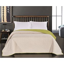 Béžovo-zelený oboustranný přehoz z mikrovlákna DecoKing Anthony, 170 x 210 cm