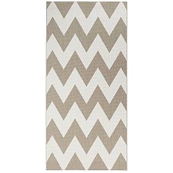 Béžovobílý běhoun vhodný i na ven Unique, 80 x 150 cm