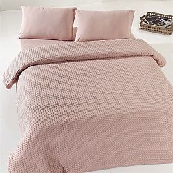 Béžovorůžový lehký bavlněný přehoz přes postel Dusty Rose Pique, 200 x 240 cm