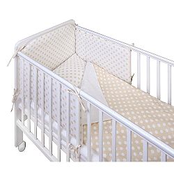 Béžový polstrovaný mantinel do postýlky YappyKids Dot
